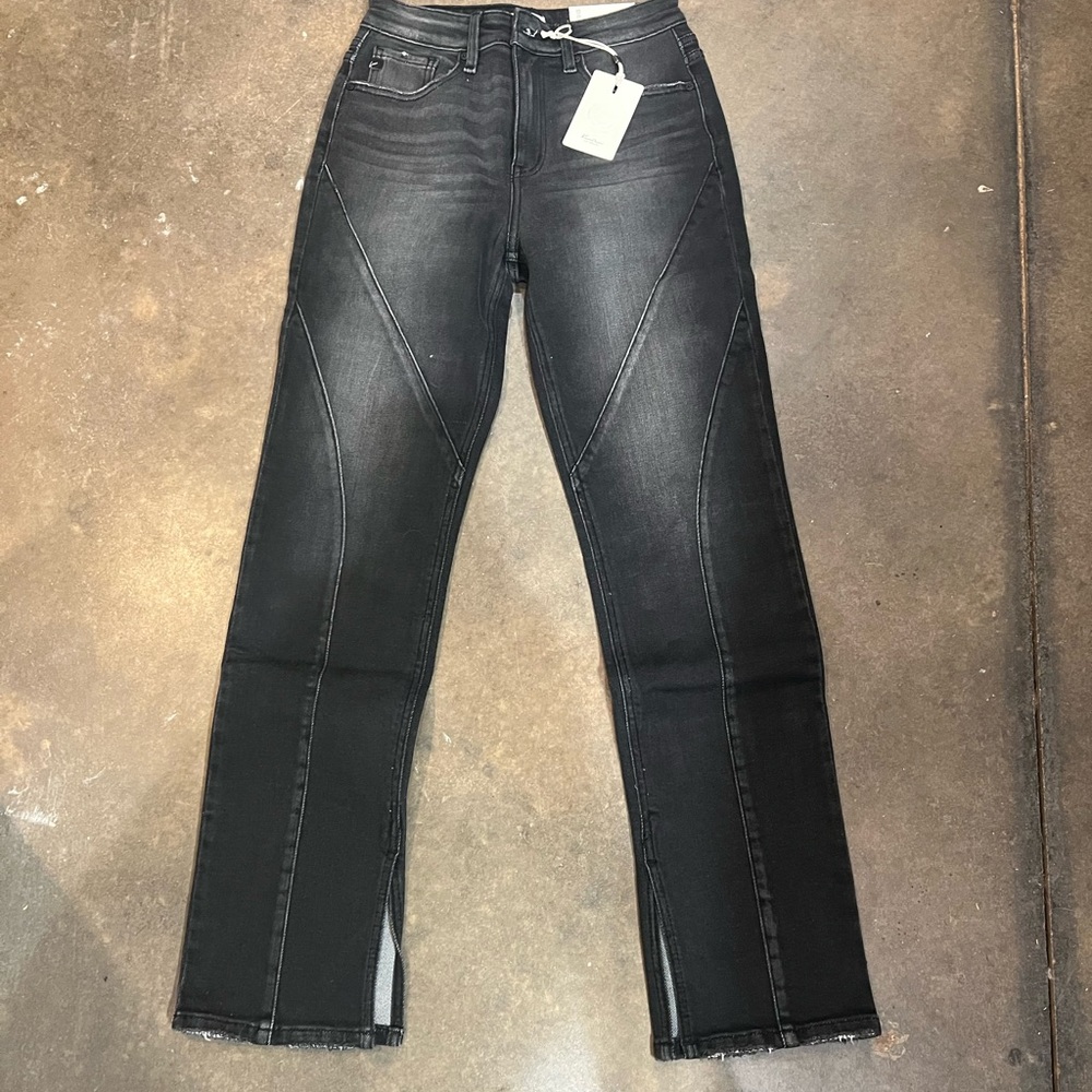 Kancan bootcut split hem black size 5 jeans NWT
